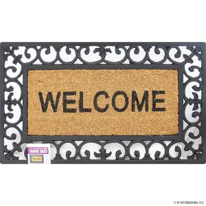 MantraRaj Heavy Duty Non-slip Welcome Doormat PVC Grill Outdoor Coir with Rubber Backing Floor Mat 45 X 75CM(Welcome)