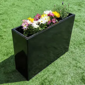 100cm Long Zinc Platinum Black 80cm Tall Trough Planter