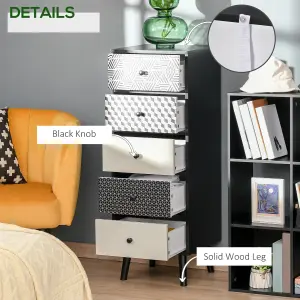 HOMCOM Chest of Drawers, 5 Drawer Storage Organizer Unit Bedroom Living Room