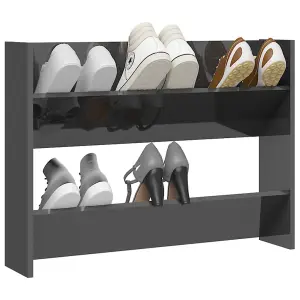 Berkfield Wall Shoe Cabinet High Gloss Grey 80x18x60 cm Engineered Wood