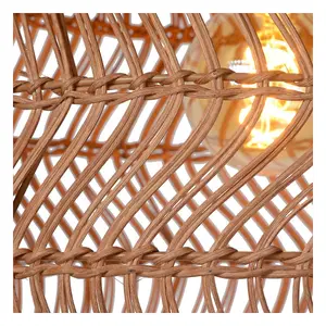 Lucide Moloko Scandinavian Rattan Pendant Light 40cm - 1xE27 - Ocher Yellow