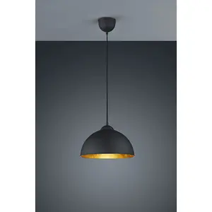 Luminosa Jimmy Modern Dome Pendant Ceiling Light Black - UK Stock