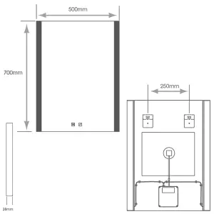 500 x 700mm LED Bathroom Mirror & Bluetooth Speaker -IP44 Demister Tunable White