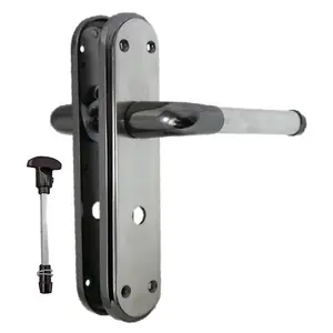 Marina Door Handle Two Tone Bathroom Lock Lever - Black Nickel and Satin by Betley Butterfly