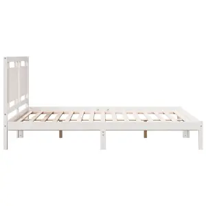 Berkfield Extra Long Bed Frame without Mattress White 140x210 cm Solid Wood