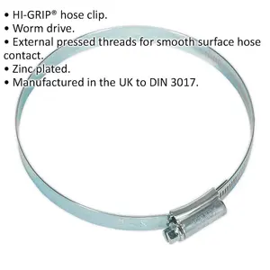 10 PACK Zinc Plated Hose Clip - 90 to 110mm Diameter - External Pressed Threads