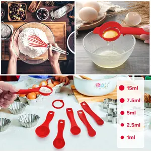 15 Pieces Set, Silicone Spatulas Kitchen Utensils For Cooking Baking Mixing, Non Stick & Heat Resistant Rubber Kitchen Tools With Holder, Healthy & One Piece Design, Black Red