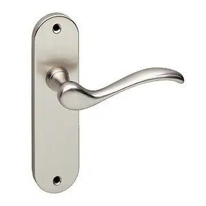 URBNLIVING 150mm Length 2 Pcs Geneva Metal & Satin Nickel Lever Latch Door Plain Handles Set