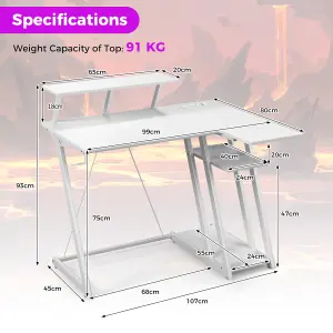 Costway L-Shaped Gaming Desk Small Computer Desk w/ Monitor Shelf & Outlets