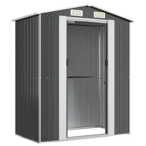 Alverda 192Cm W x 108Cm D Metal Apex Tool Shed Anthracite