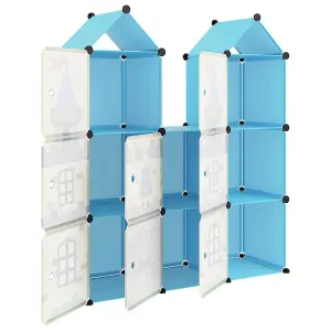 Berkfield Cube Storage Cabinet for Kids with 8 Cubes Blue PP