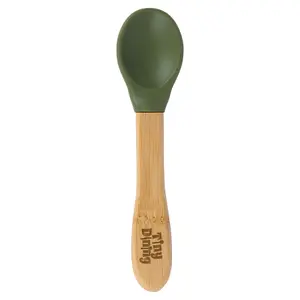 Tiny Dining Bamboo Silicone Tip Spoon - Olive Green