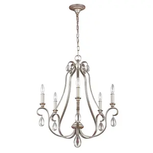 Elstead Dewitt 5 Light Chandelier Silver Finish, E14