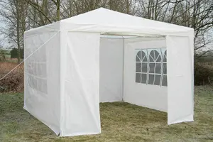 Gr8 Garden White Gazebo Marquee Awning Beach Party Camping Tent Canopy 3 x 3m