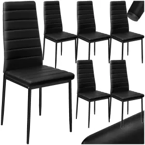 Dining Chairs - high backrest, padded, synthetic leather  - black