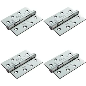 4 PACK - 3 Pack SetGrade 13 Ball Bearing P Hinge - 102 x 76mm Satin Stainless Steel Door