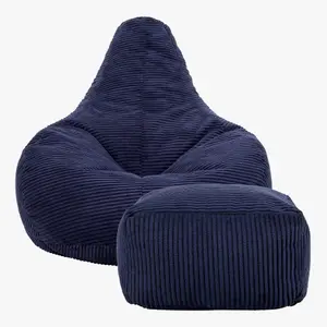 icon Dalton Corduroy Bean Bag Chair & Pouffe Navy Blue Recliner Bean Bags