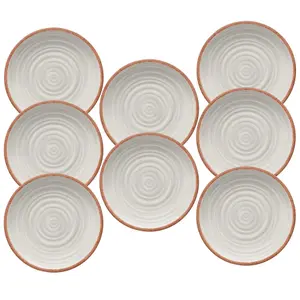 Purely Home Rustic Swirl Ivory Melamine Dinner Plates - Set of 8