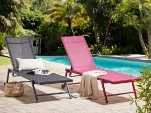 Sun Lounger Metal Burgundy PORTOFINO