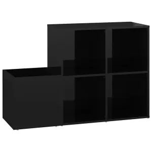 Hall Shoe Cabinet High Gloss Black 105x35.5x70 cm Engineered Wood