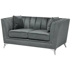 2 Seater Velvet Fabric Sofa Grey GAULA