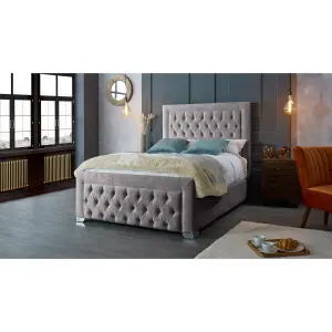 Gelson Plush Velvet Silver Bed Frame