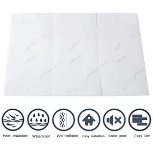 Elegant White PVC 10 Pack Self-Adhesive Waterproof Easy Peel-and-Stick Installation Marble Tile Stickers 60x30cm