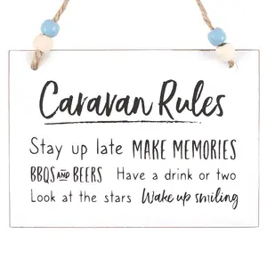 Something Different Caravan Rules Hanging Sign White/Black/Brown (One Size)