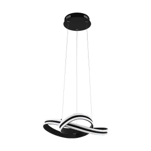 Pendant Ceiling Light Colour Black Shade White Plastic Bulb LED 2x18W Included