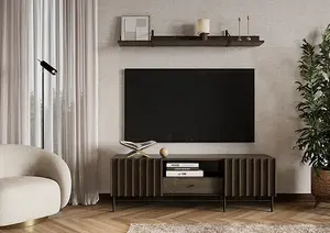 Piemonte Dark Oak Effect TV Cabinet (H)550mm  (W)1650mm (D)440mm  with Drawer and Open Compartment