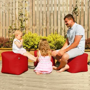 rucomfy Outdoor Water Resistant Cube Beanbag - Red