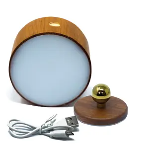 MagLight Magnetic Rotatable LED Wall Light, Wooden Wireless USB Rechargeable Night Light - Sapele Wood