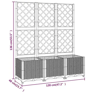 Berkfield Garden Planter with Trellis White 120x40x136 cm PP