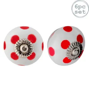 Nicola Spring - Round Ceramic Cabinet Knobs - Spot - Pack of 6