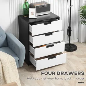 HOMCOM Chest of Drawers, 4 Drawer Storage Cabinet Unit Bedroom Living Room