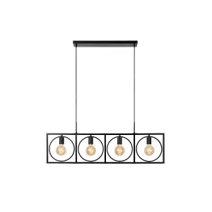 Lucide Suus Classic Bar Pendant Light - 4xE27 - Black