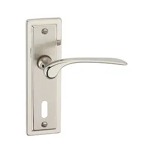 URBNLIVING 159mm Length 8 Pcs Como Dual Metal & Satin Nickel Keyhole Lever Latch Door Handles Set