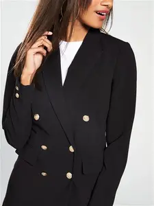 V By Very Longline Military Jacket - Black - Size 14 - Women