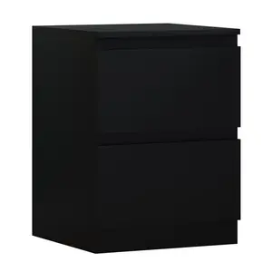 Carlton 2 Drawer Bedside Table Nightstand: Matt Finish. Scratch Resistant. Handleless Design. Matt White