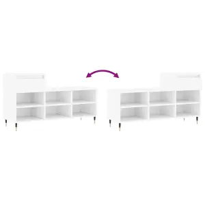 Berkfield Shoe Cabinet High Gloss White 102x36x60 cm Engineered Wood