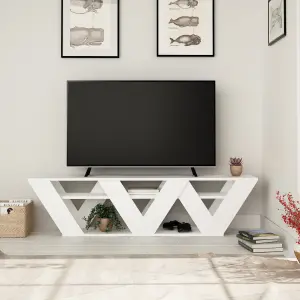 Decortie Ralla Modern TV Unit with Shelves White 65" 158cm