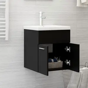 Berkfield Sink Cabinet Black 41x38.5x46 cm Engineered Wood