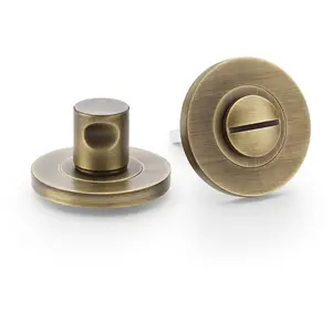 Modern Plain Thumbturn & Release Lock - Antique Brass - Bathroom Door WC