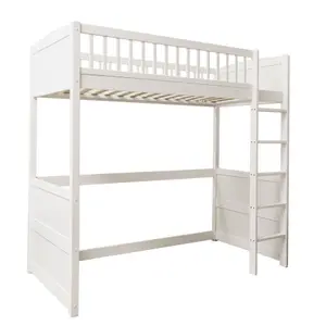 Lottie Highsleeper Cabin Bed with Straight Ladder in Classic White