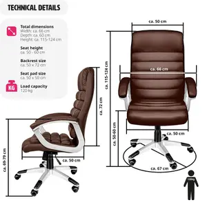 tectake Office chair Paul - desk chair computer chair - brown