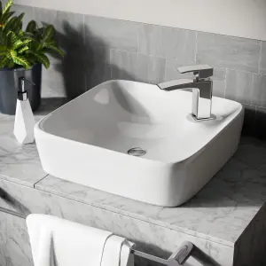 Nes Home  430 x 430mm Cloakroom Square Shape Rounded Edge Counter Top Basin Sink