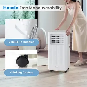 Costway 7000 BTU Portable Air Conditioner AC Unit on Wheels w/ Cooling Fan Dehumidifier & Sleep Modes