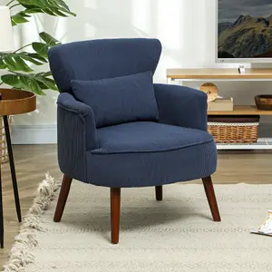 HOMCOM Armchair with Padded Seat and Backrest for Living Room, Blue