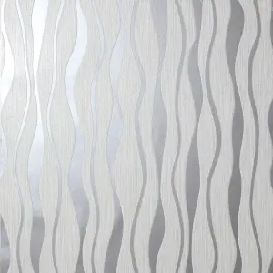 Arthouse Metallic Wave White/Silver Wallpaper