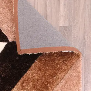 Natural Shaggy Modern Sparkle Geometric Optical/ (3D) Rug Easy to clean Living Room and Bedroom-80cm X 150cm